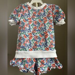 Janie & Jack Floral Puff Sleeve Top and Short Set